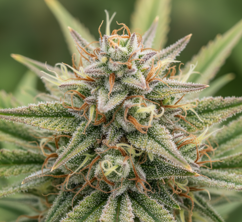 Close-up of cannabis leaves with serrated edges